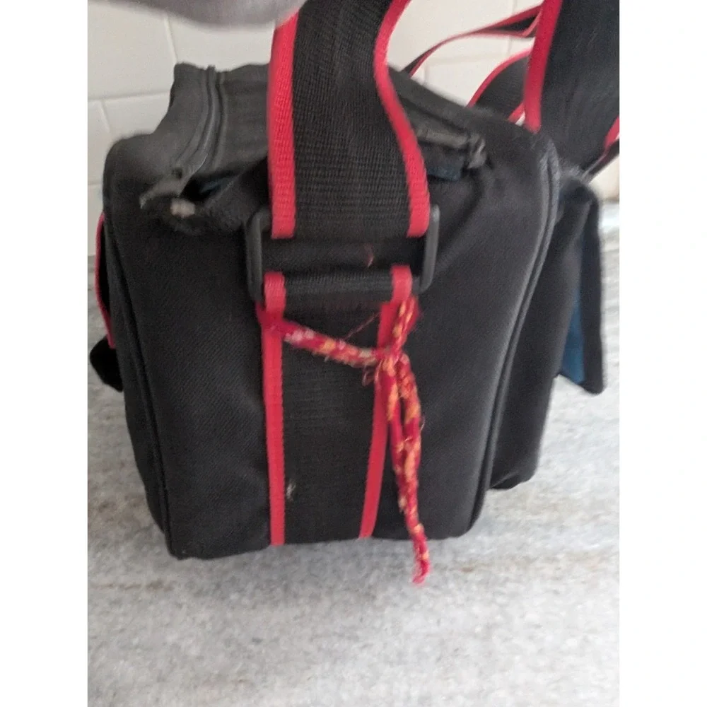 Sakar Camera Camcorder Bag Black Red Handle or Shoulder Strap Dual Zip Closure